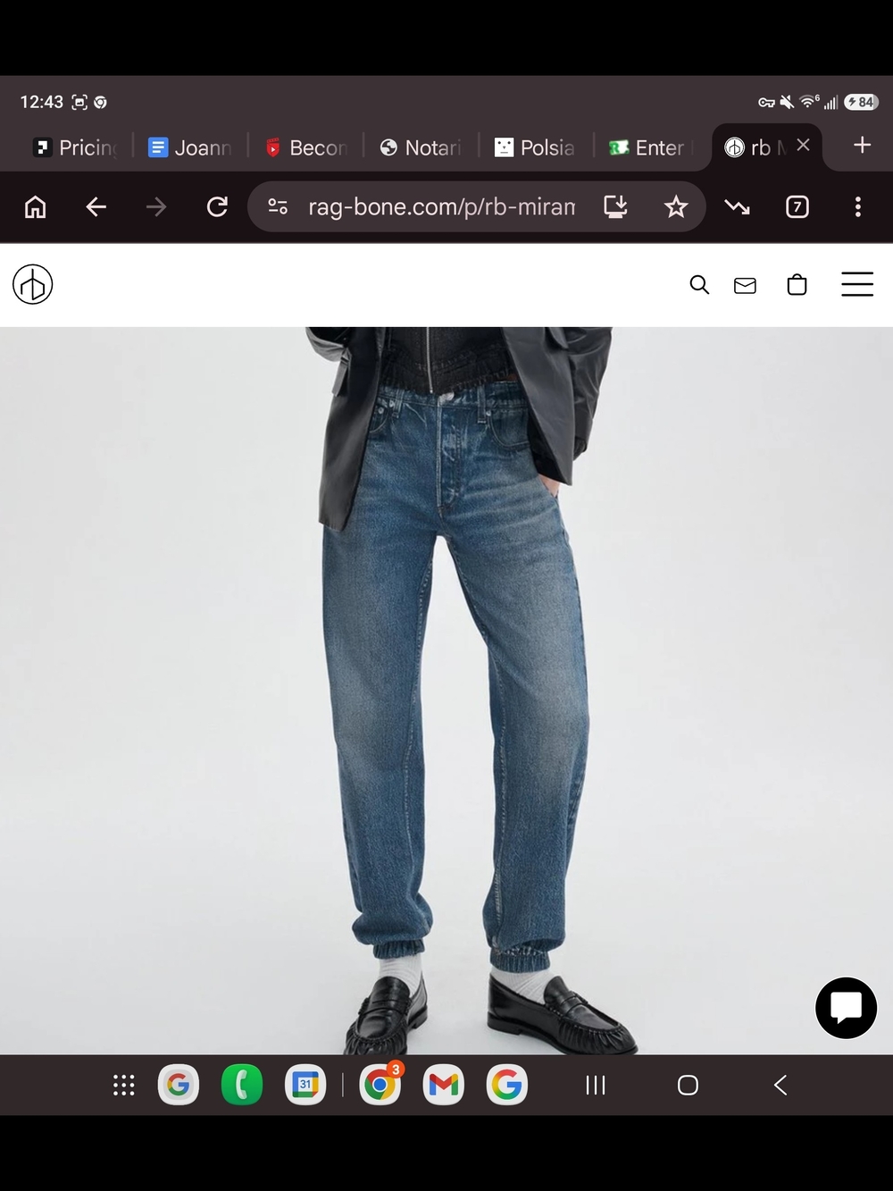 rag & bone Women's Relaxed Jeans in Medium Blue Denim